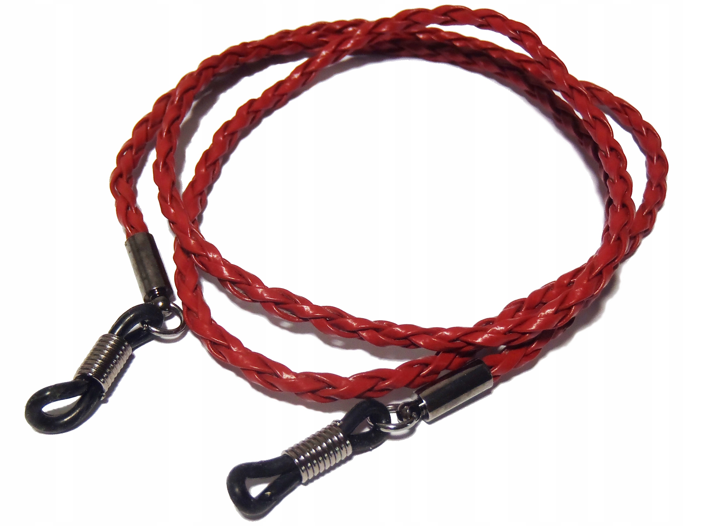 PLECIONY SZNUREK DO OKULARÓW, EKOSKÓRA - czerwony