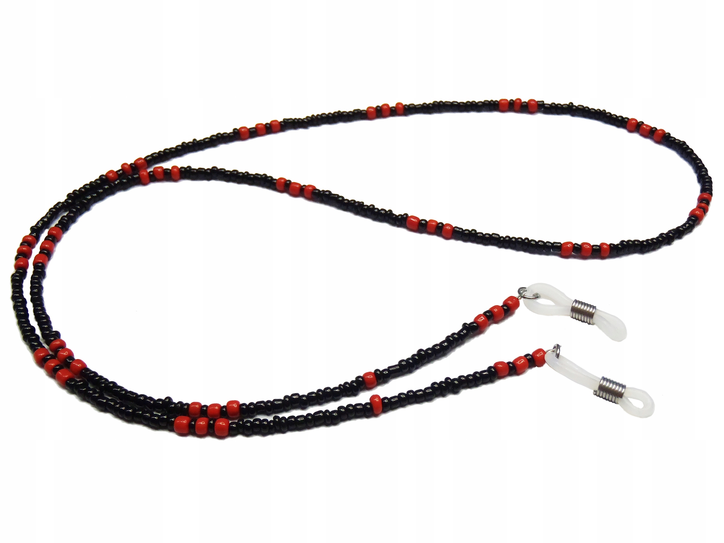 SZNUREK KORALIKÓW ZAWIESZKA DO OKULARÓW - CZARNO-CZERWONA