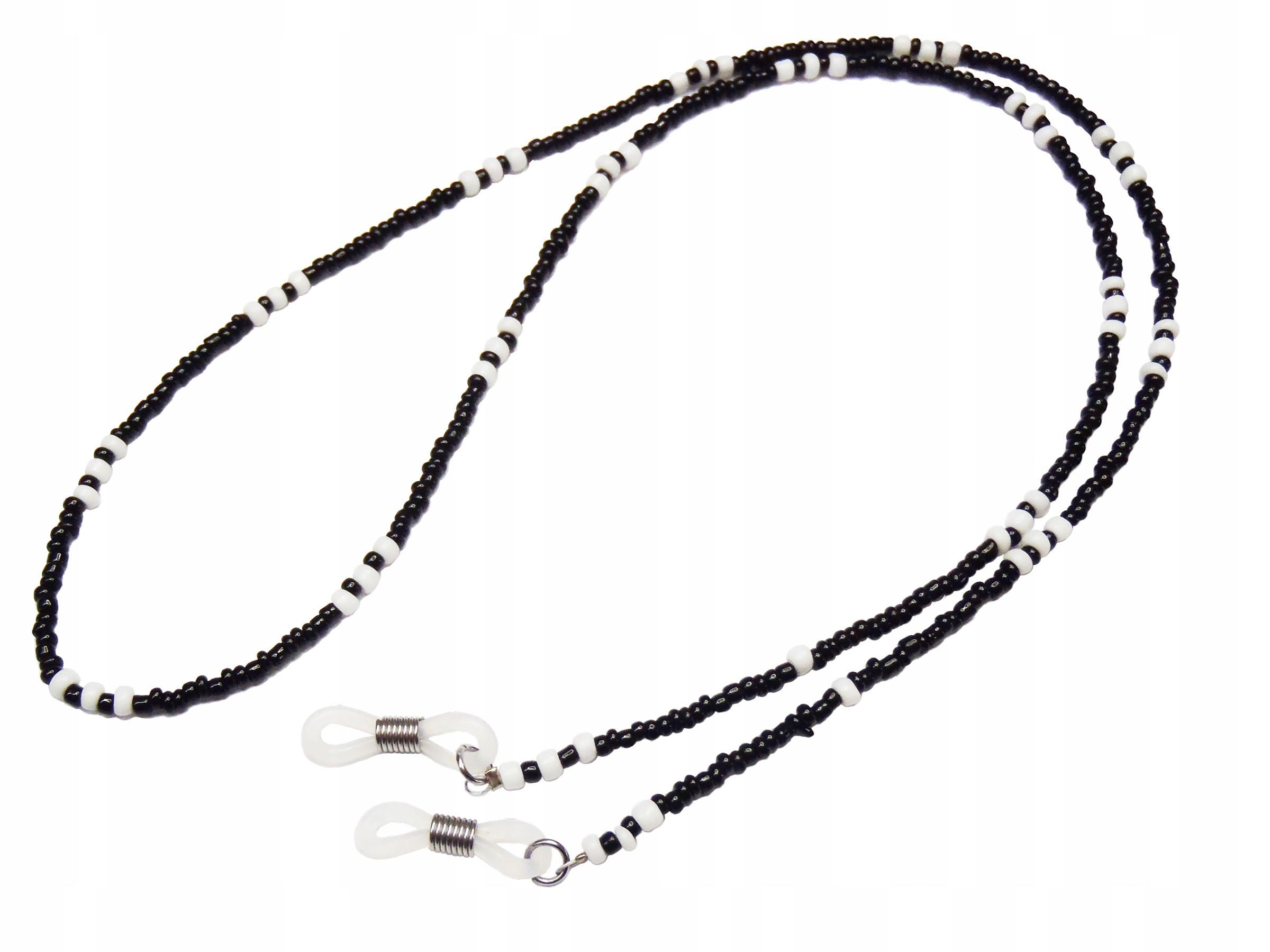 SZNUREK KORALIKÓW ZAWIESZKA DO OKULARÓW - CZARNO-BIAŁA